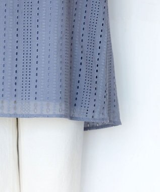 Tiaclasse L 【洗える】カットレースチュニックブラウス ブルー