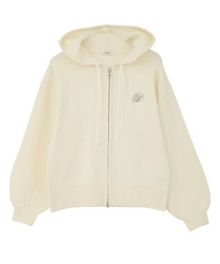 earth music&ecology レースコードダブルジップニットパーカー Ivory