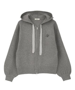 earth music&ecology レースコードダブルジップニットパーカー Gray