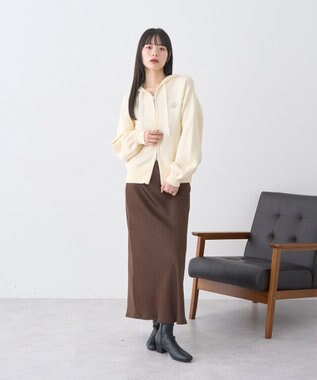 earth music&ecology レースコードダブルジップニットパーカー Ivory