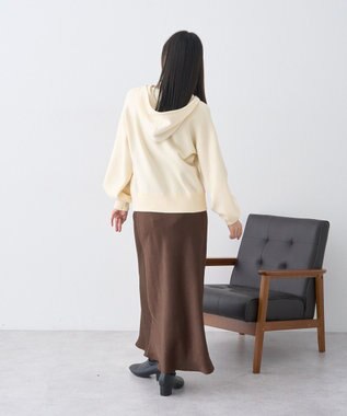 earth music&ecology レースコードダブルジップニットパーカー Ivory