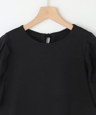 組曲 S 【洗える・接触冷感】タックスリーブポンチ カットソー ブラック系