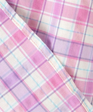 ANY KIDS チェック オフショルダー ブラウス ピンク