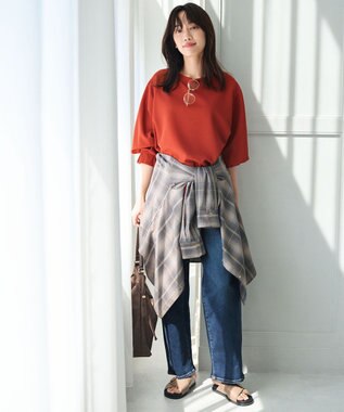 ANY L 【ウエストゴム】ストレートワイドデニム フェードインディゴ