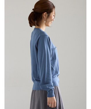 Te chichi ポケットデザインクルーネックカーディガン ブルー