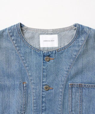 AMERICAN HOLIC ノーカラーデニムカバーオール Light Indigo