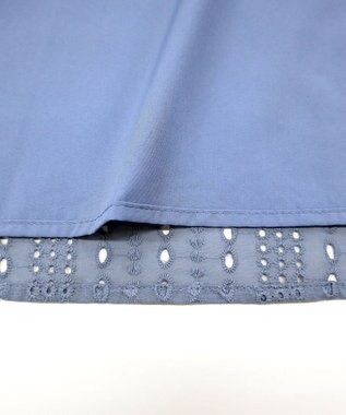 Tiaclasse L 【洗える】カットレースチュニックブラウス ブルー