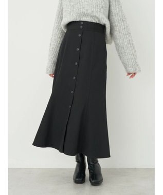 earth music&ecology フロントボタンスカート Black