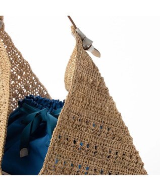 UNBILLION perche マダガスカルラフィア×姫路レザーホーボーバッグ アイボリー