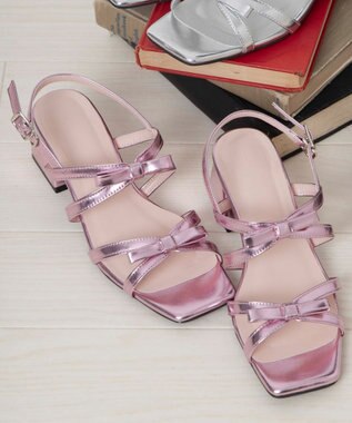 WEGO リボンヒールサンダル ライトピンク