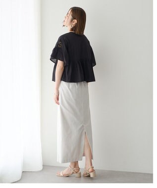 YECCA VECCA 刺繍レースブラウス Black
