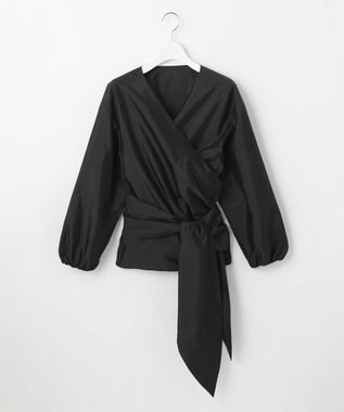 23区 【エステータ】シルク混タフタ カシュクールブラウス ブラック系