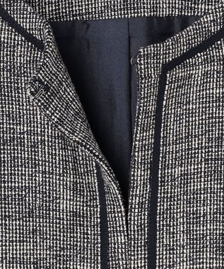 ANY SIS L ライトストレッチ ツイード ジャケット ネイビーシャンブレー