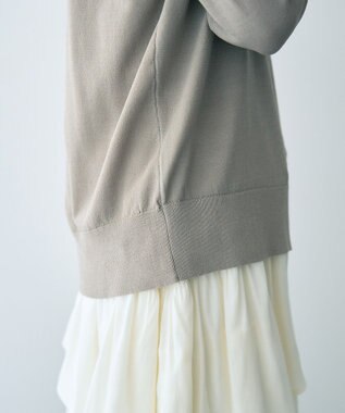 YECCA VECCA Vネックスリットニット Gray Beige
