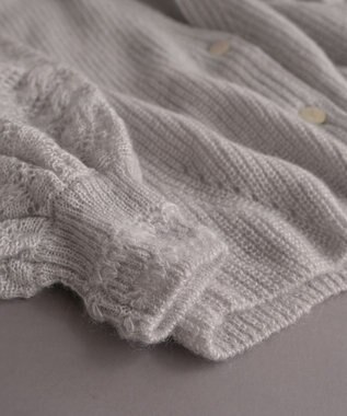 muuc 〈高品質シルク＆アンゴラモヘア〉模様編み ボリューム袖 カーディガン ベージュ