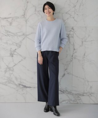 J.PRESS LADIES 【洗える】WOOL BLEND AIR クルーネック ニット ライラックブルー系