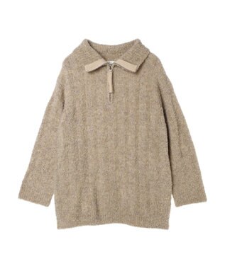 earth music&ecology ブークレハーフジップミニワンピース Mocha