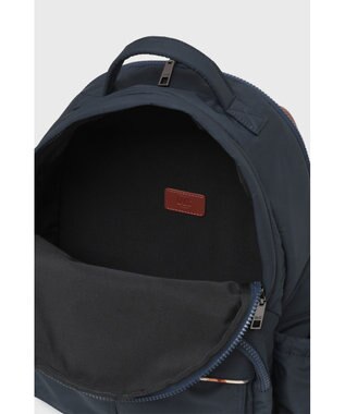 DAKS 軽量ナイロン×レザー ハウスチェックディテール PC収納バックパック ネイビー