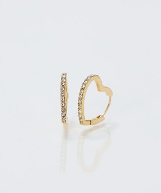 Phoebe 【金属アレルギー対応】ワンタッチライナーハートビジューフープピアス　ゴールド ゴールド