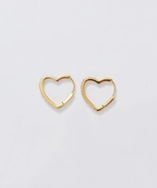 Phoebe 【金属アレルギー対応】ワンタッチライナーハートビジューフープピアス　ゴールド ゴールド