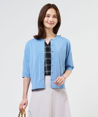 J.PRESS LADIES COTTON ACETATE DRY クルーネック カーディガン