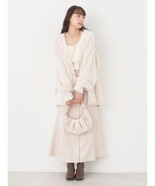 earth music&ecology ロングシャギーＶネックカーディガン Ivory