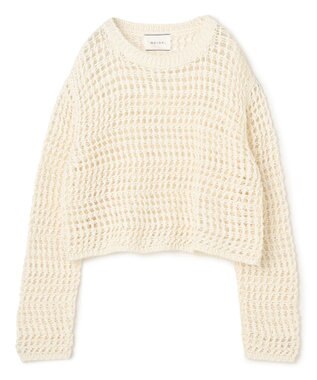 BEIGE， UVITE / コットンメッシュクロップドニット Ecru