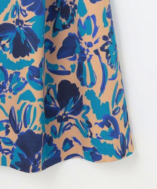 自由区 S 【SHIHOさん着用】アートタッチフラワープリント スカート ターコイズ系