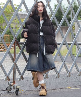 WEGO 【ユニセックス着用ITEM/MLサイズ展開】コーデュロイパファーブルゾン ブラックその他