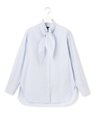 23区 L CANCLINI スカーフ ディテール シャツ サックス