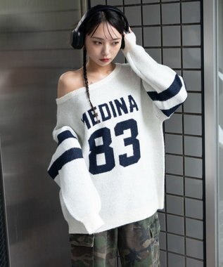 WEGO フラッフィー2WAYグラフィックワンショルBIGニット
