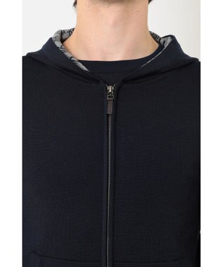 DAKS フード付きメリノウールカーディガン ネイビー