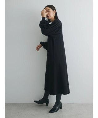 Green Parks armonia. 袖ボリュームニットワンピース Black