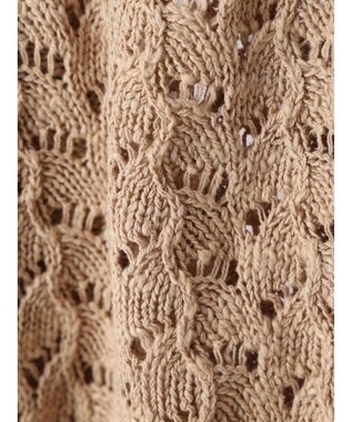 earth music&ecology スラブコットンレース編みカーディガン Mocha