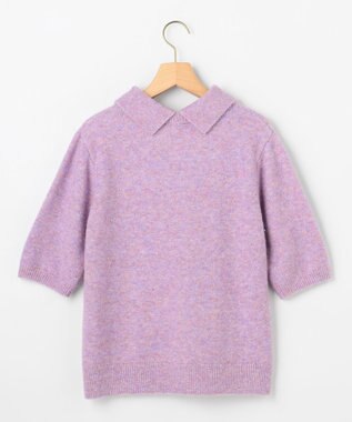 組曲 S 【加藤ローサさん着用 / 襟取り外し可】スパンコールヤーン 5分袖ニット ライラック系