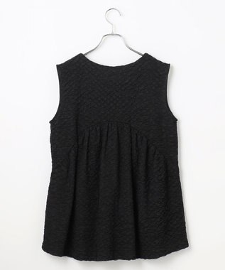 #Newans 【金子綾さんインスタライブご紹介アイテム】（セットアップ可能）ふくれジャガード ペプラムブラウス ブラック