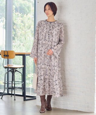 自由区 L 【洗える】バロックプリント ワンピース ローズ系5