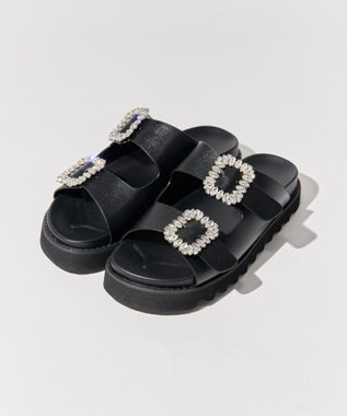 AMERICAN HOLIC ビジューフラットサンダル Black