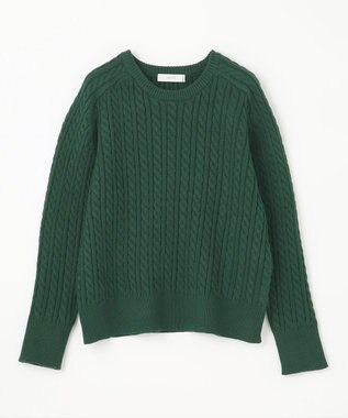 ANY L 【洗濯機可】クロップド丈ケーブルニット グリーン