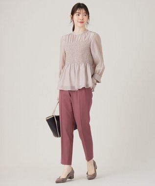 ANY SIS 【洗える】オーガンジーシャーリング ブラウス ライトブレ―