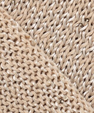 自由区 L 【洗える】スパングルニット Vネックニット ベージュ系