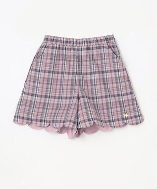 ANY KIDS 裾 スカラップ チェック パンツ ピンク系チェック