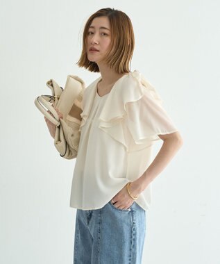 YECCA VECCA リボンスリーブブラウス Off White