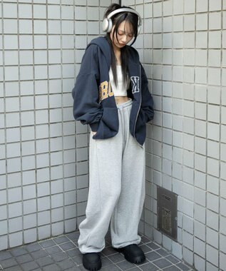 WEGO グラフィックBIGZIPパーカー ネイビー