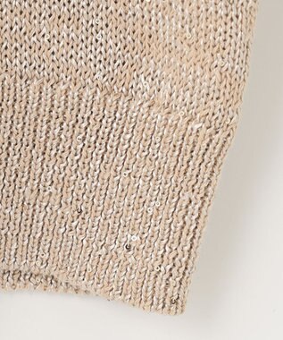 自由区 L 【洗える】スパングルニット Vネックニット ベージュ系