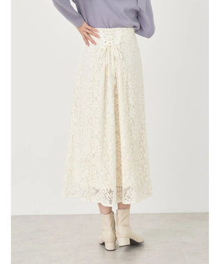 earth music&ecology モールレーススカート Ivory