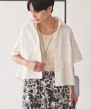 AMERICAN HOLIC Ｗポケットデニムショートシャツ Off White