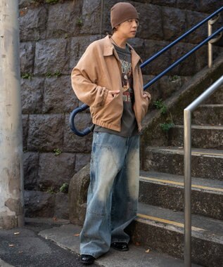 WEGO ワーカーズダブルニーデニムパンツ デニム中濃加工色