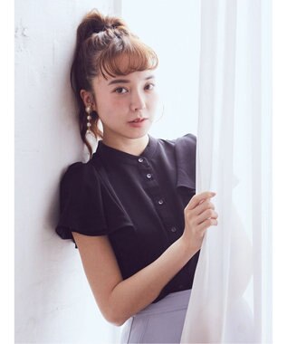 earth music&ecology ラッフルブラウス Black