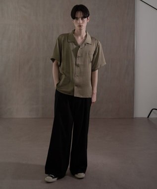WEGO サテン刺繍シャツ（SS） カーキ